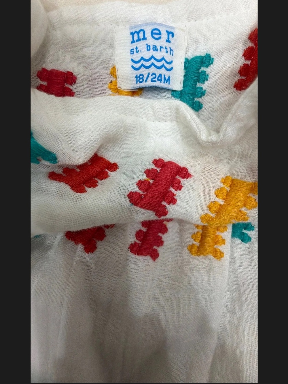 White Embroidered Ruffle-Strap Baby One-Piece - Picture 2 of 2